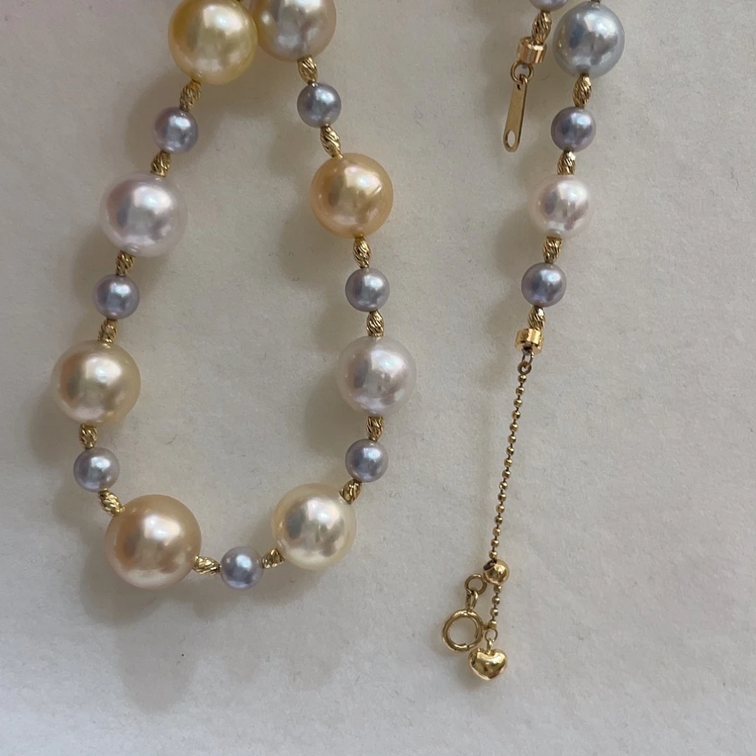 18K金镶嵌海水珍珠项链