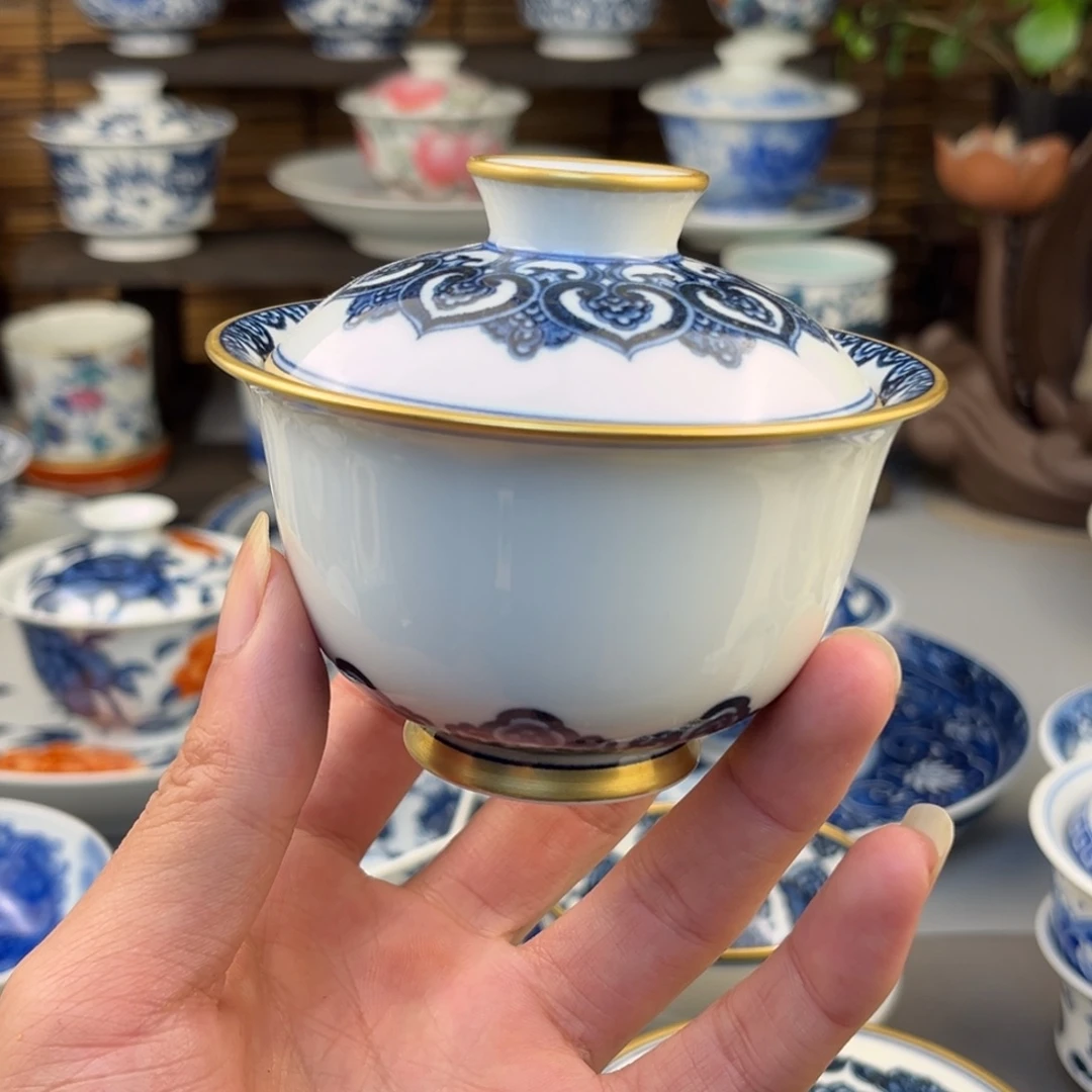 瓷片描金盖碗哈哈哈哈哈哈