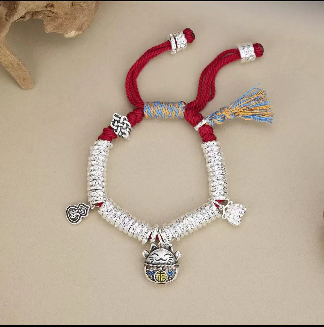 068 红绳招财猫小福袋盘绳手链 精品时尚气质编织绳首饰 无礼盒
