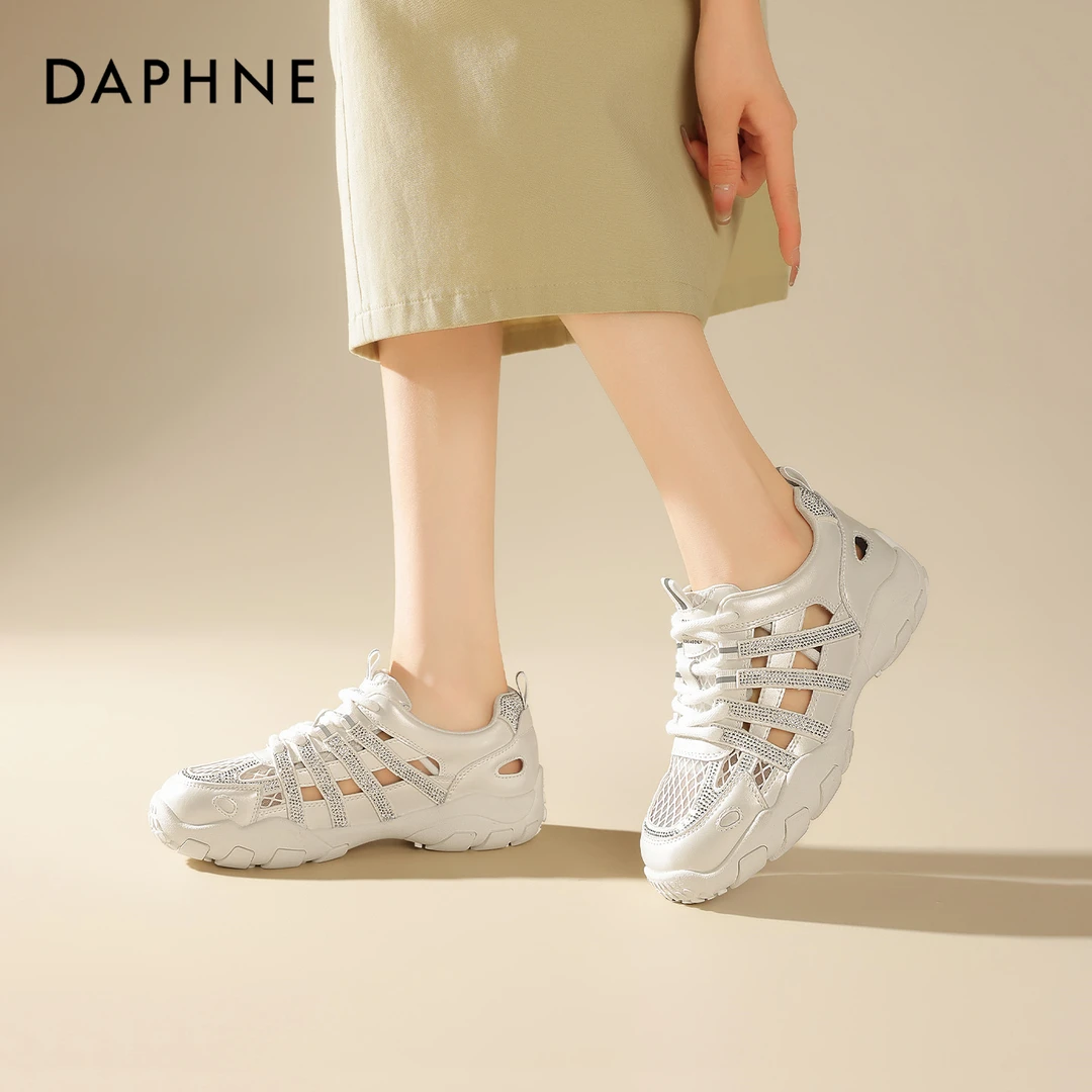 达芙妮透气运动凉鞋女款2025夏季新款网面镂空网鞋软底德训阿甘鞋