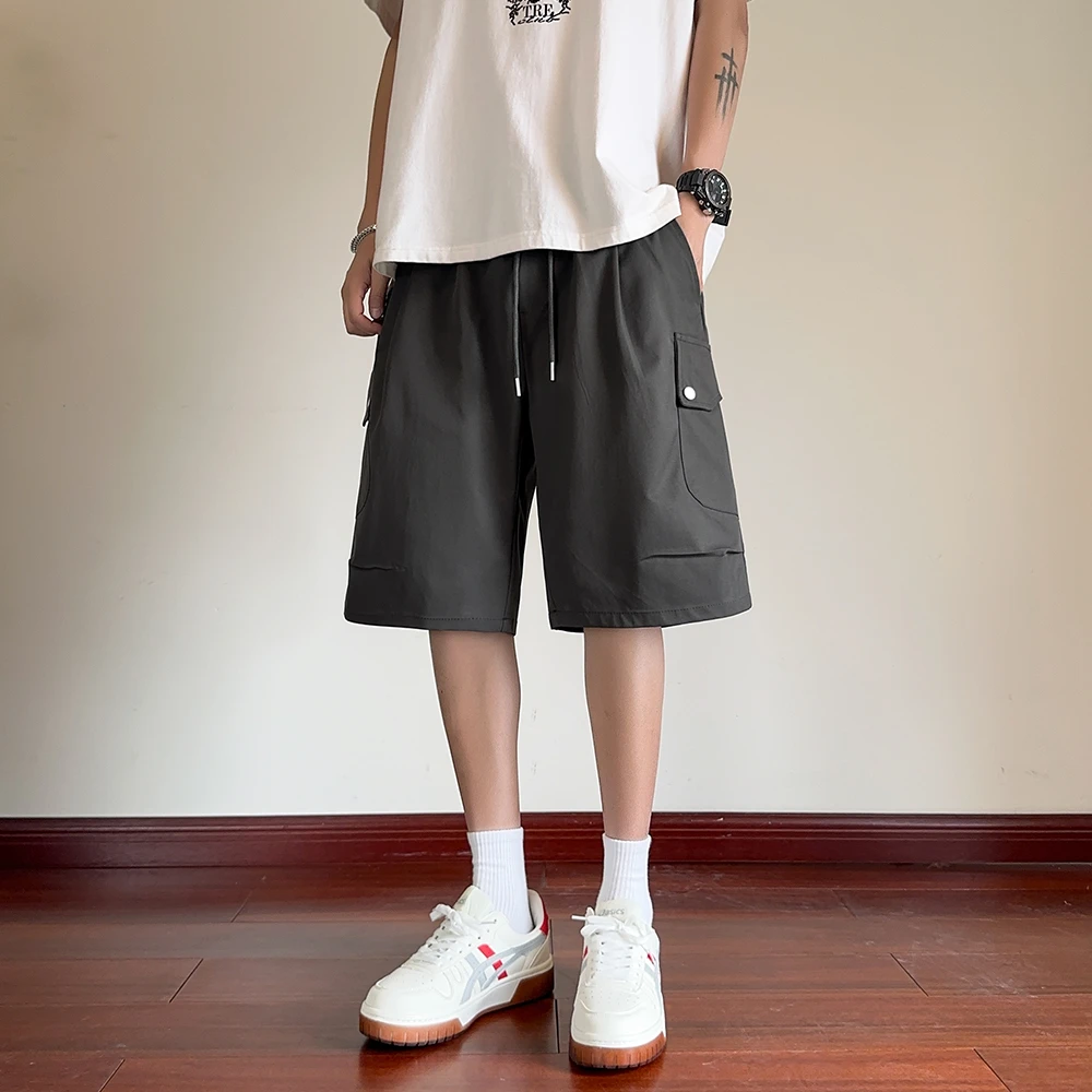 NINEDAO/玖岛2025年新款潮流港风薄款五分裤子男百搭速干休闲短裤