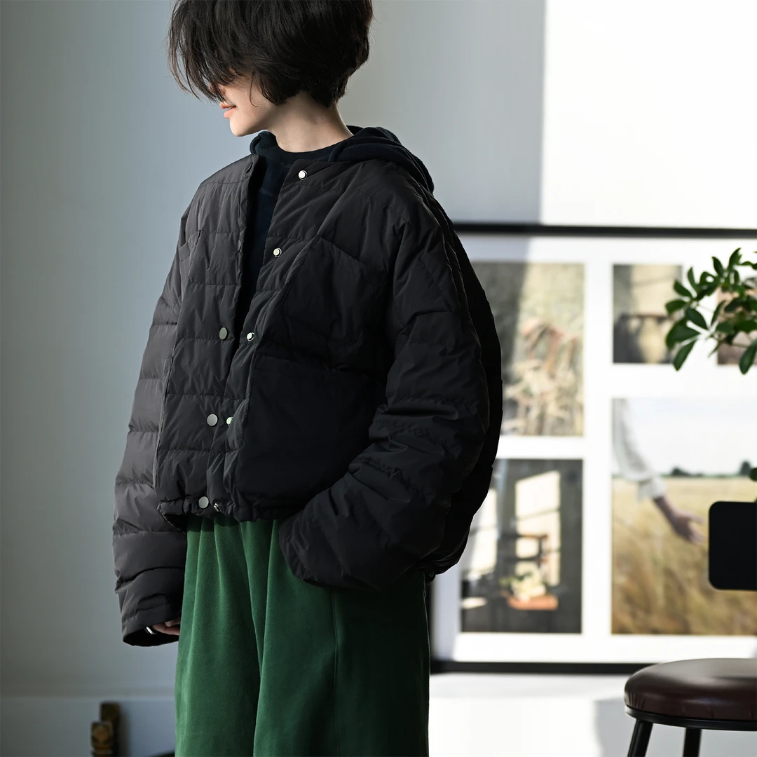 Y57808 文艺清新横格压纹多兜白鸭圆领纯色羽绒服女秋冬 米兰宣言