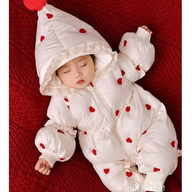 婴儿冬季加厚连体衣宝宝超萌洋气加棉加厚新生儿棉衣外出冬装爬服