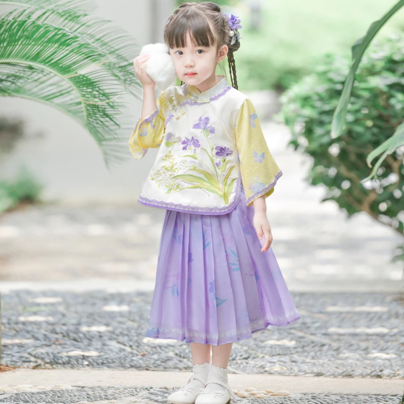 【晴鸢】民国风新中式套装2025秋季新款汉服女童爆款儿童原创舒栗