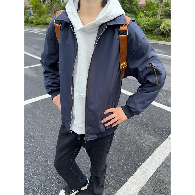 美式休闲翻领夹克男女同款春秋季高级感外套百搭宽松痞帅棒球服潮