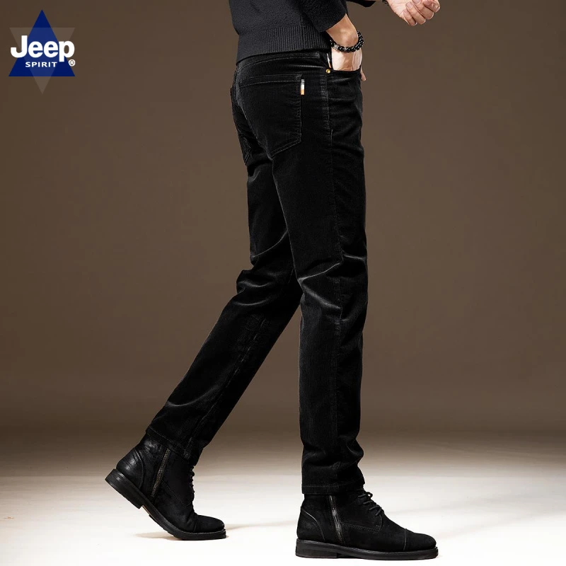 JEEPSPIRIT高端弹力修身小脚灯芯绒休闲裤男秋冬新款条绒裤男士商