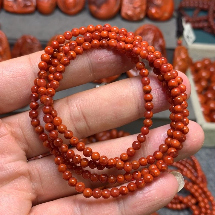 未镶嵌手串南红玛瑙3+m m