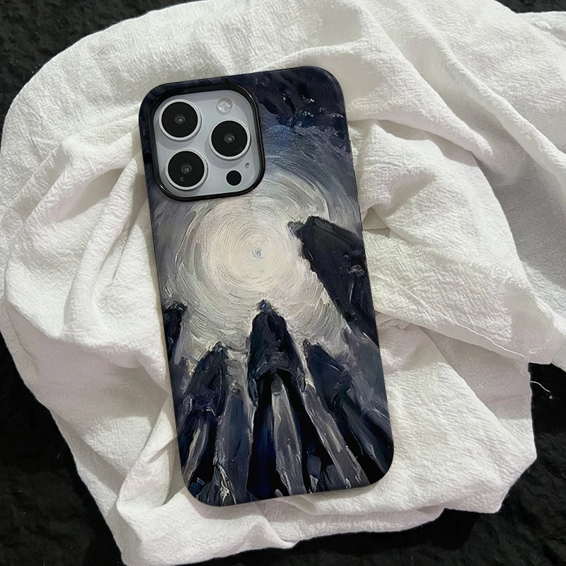 油画小众苹果15promax手机壳iphone16华为12小米14适用防摔13创意