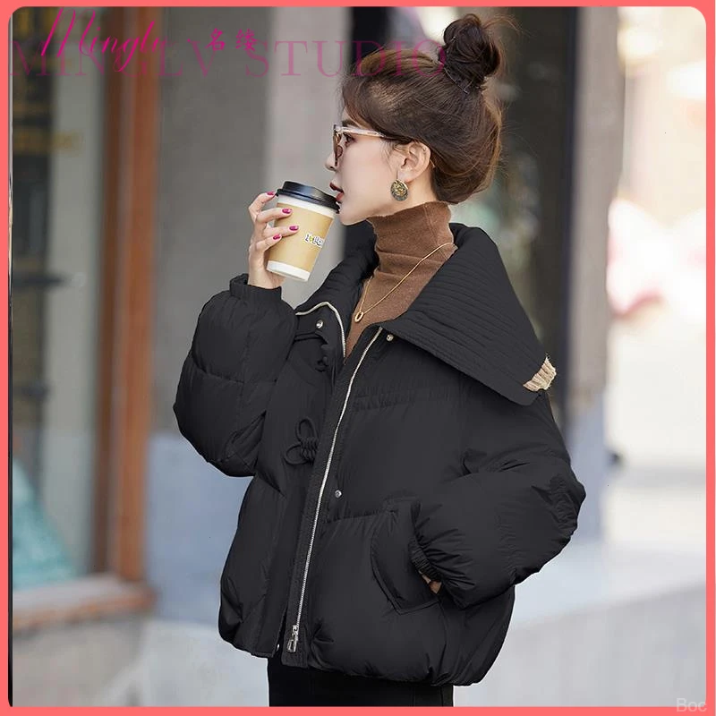 秋冬高端短款超好看女加厚小香风显瘦大翻领保暖小个子面包服外套