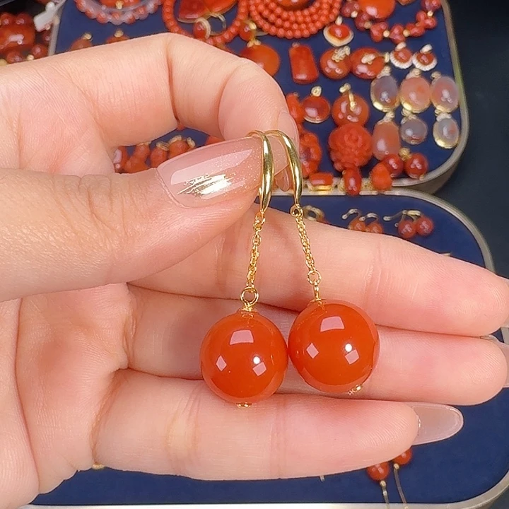 南红玛瑙银S925镶嵌14+