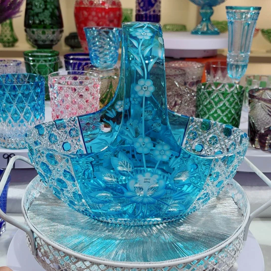 平底款水晶玻璃水晶提篮梅森