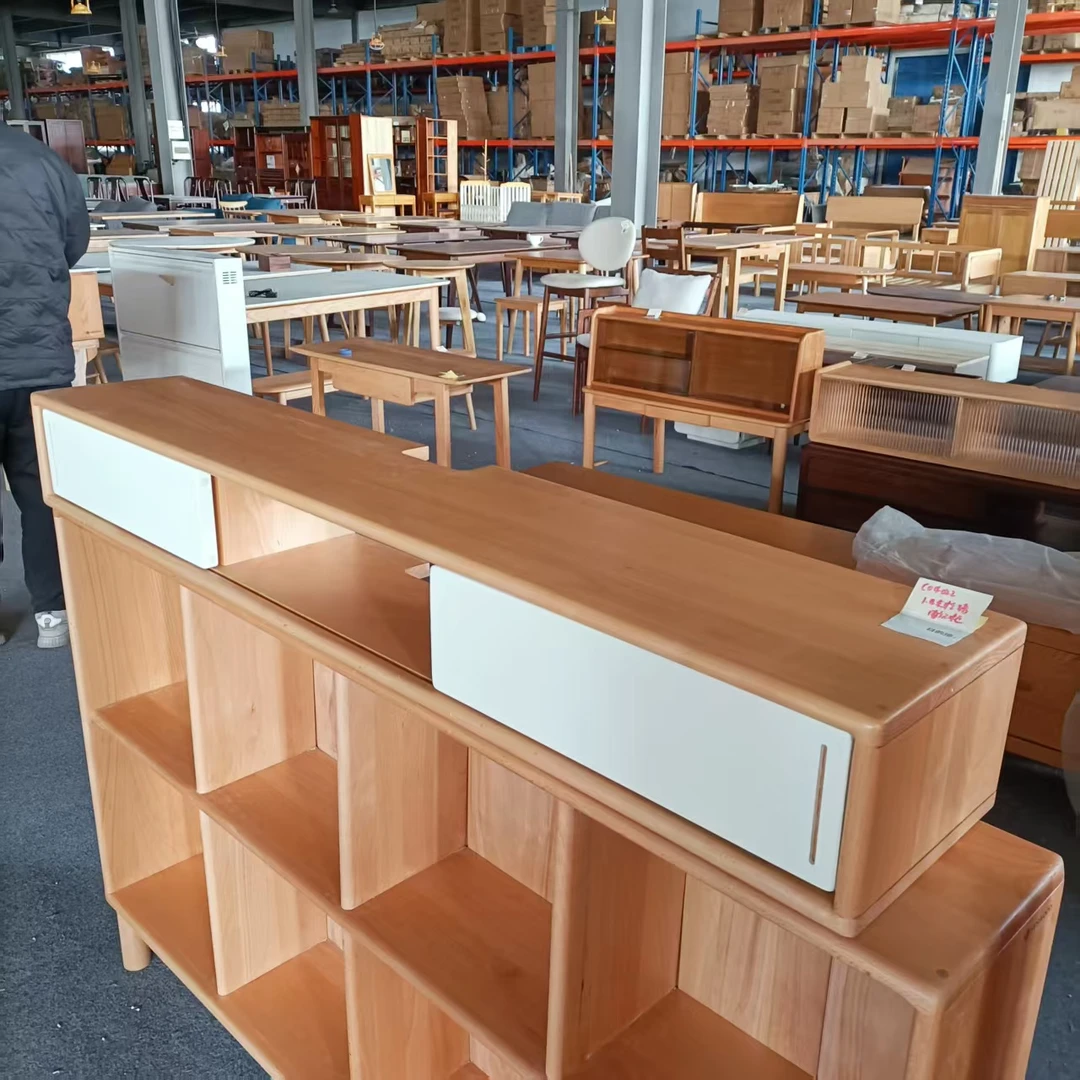 1400*250*180mm瑕疵榉木上墙电视柜原木色书桌上架客厅储物柜