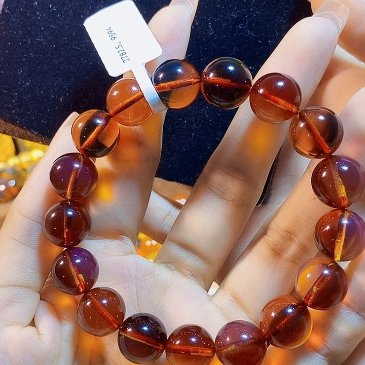 蓝珀未镶嵌珠宝奇石墨西哥红蓝手串12