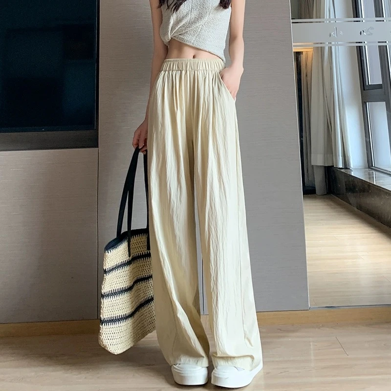 2025夏季新款胖MM显瘦阔腿裤女高腰休闲百搭山本裤直筒裤子6049