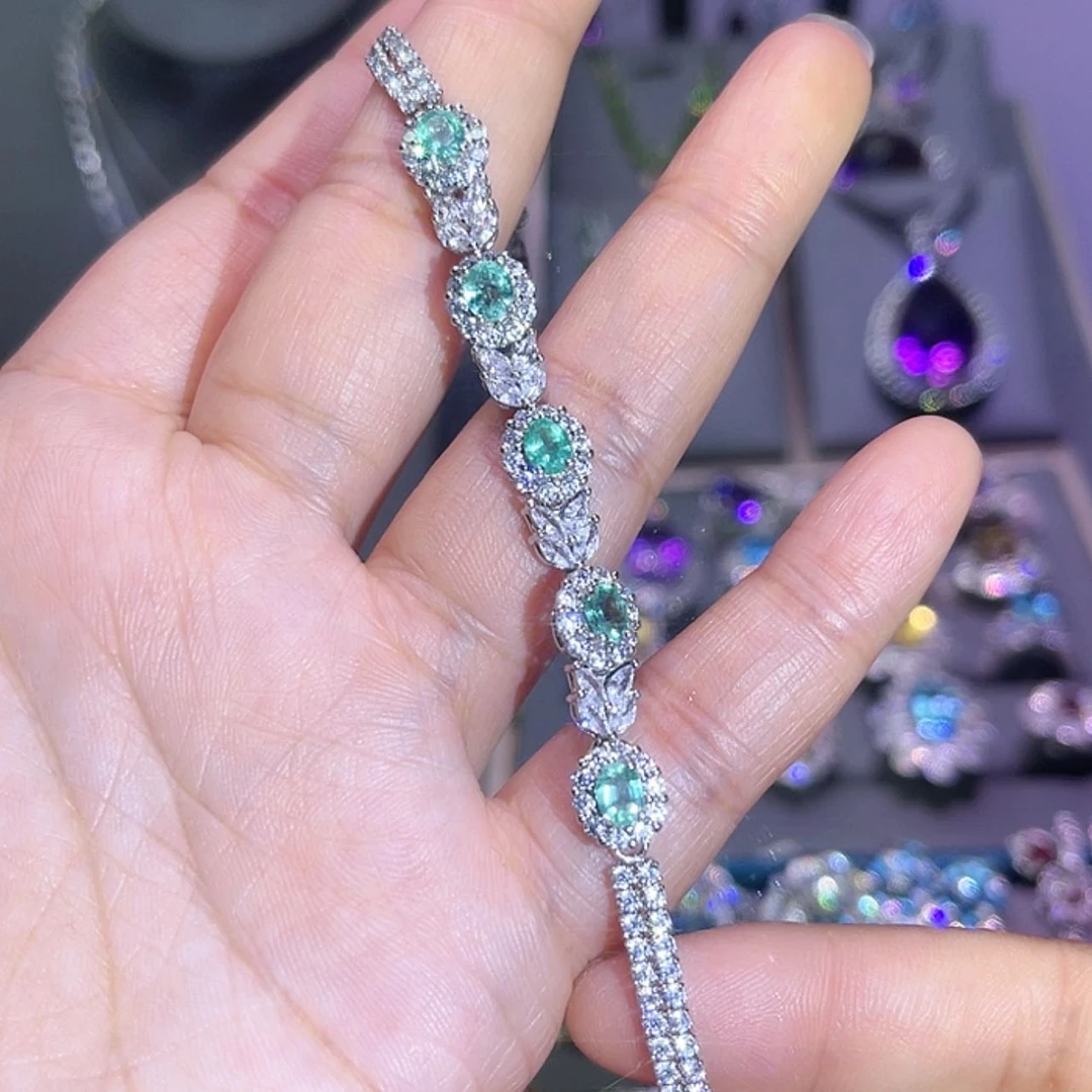 【闪购商品】祖母绿手链银S925镶嵌芳**青