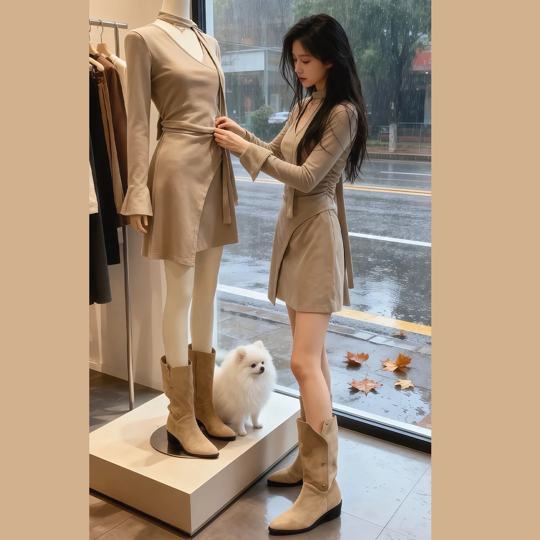 法式长袖针织连衣裙子女秋冬2025新款巨好看气质穿搭修身包臀短裙