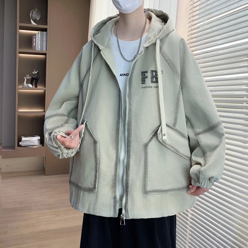 Mexican/稻草人春季休闲港风ins百搭长袖干净清新夹克连帽外套男