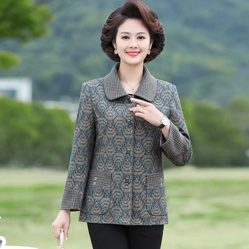 妈妈装秋冬外套新款中老年女装上衣奶奶长袖岁老太太老人衣服洋气