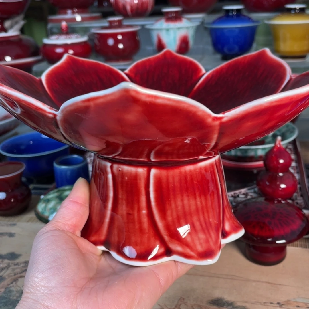 景德镇原矿釉莲花果盘