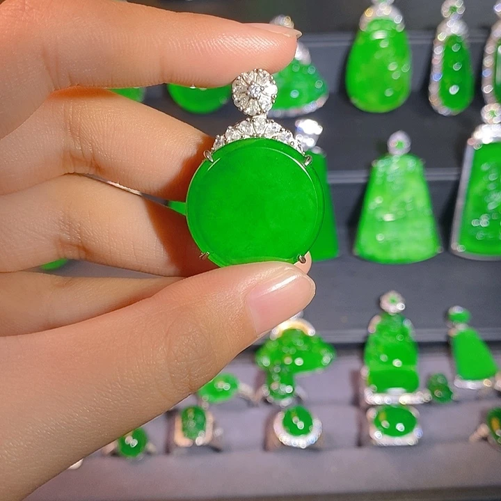 翡翠银S925镶嵌吊坠(不含链)hh