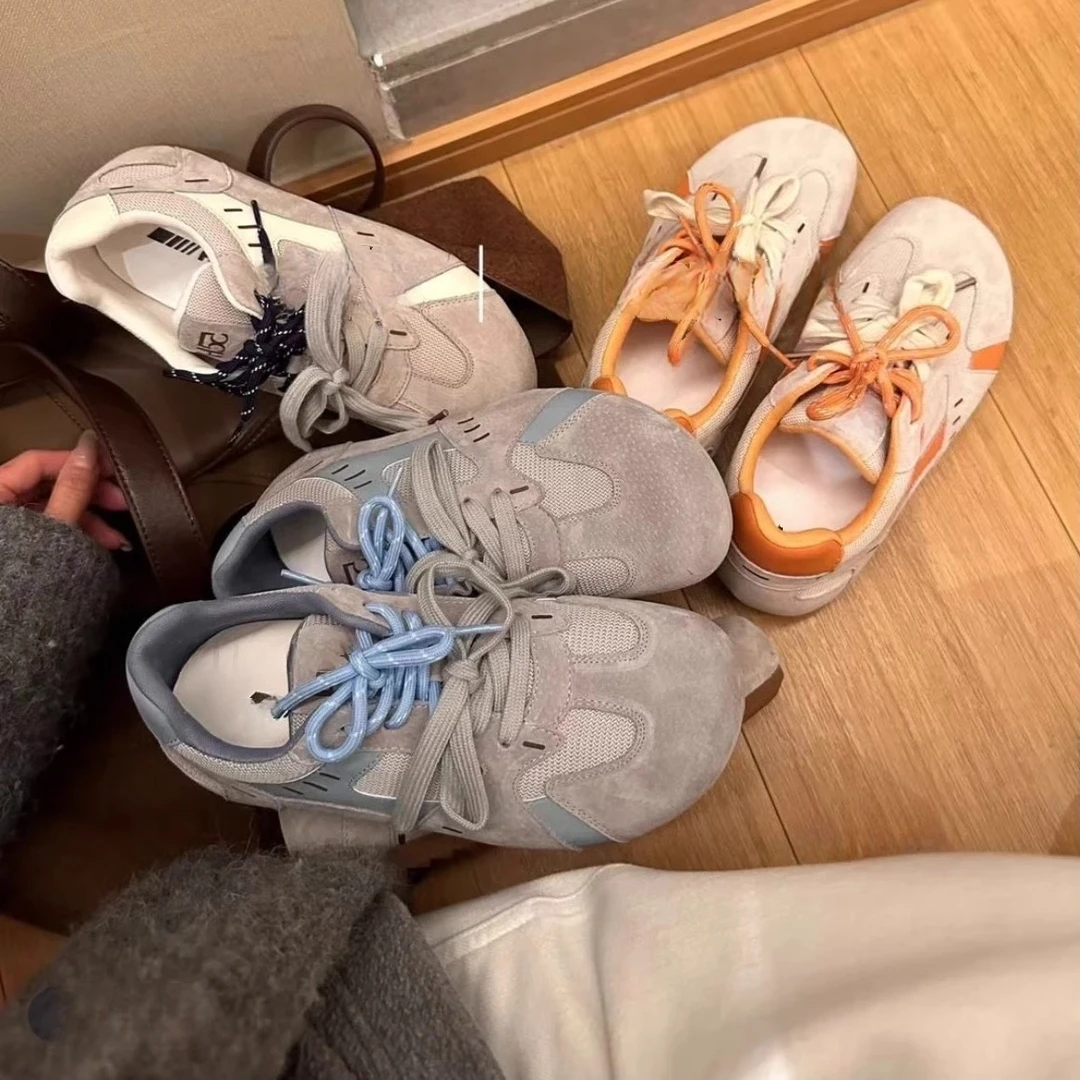 2025春季新款4cm海盐橘子糖平底芒果头德训鞋女轻便软底百搭学生