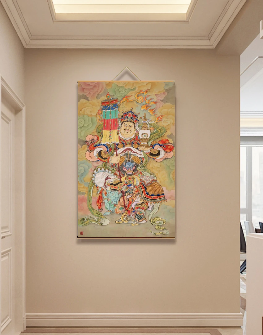 【195北方多闻天王】60x90cm现代简约挂轴装饰画办公室家居装饰画