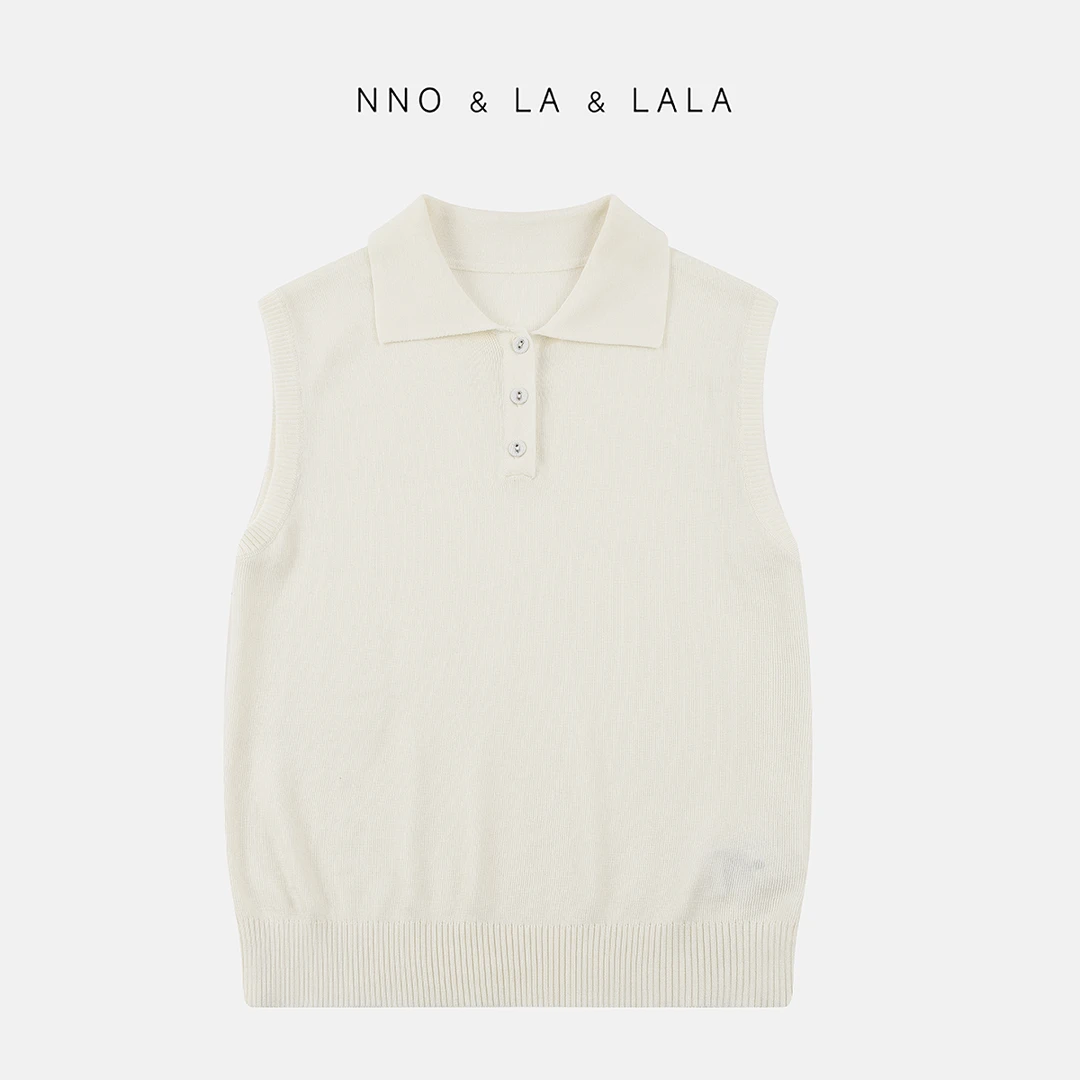 LA  莱塞尔 白色POLO领针织 背心 26658