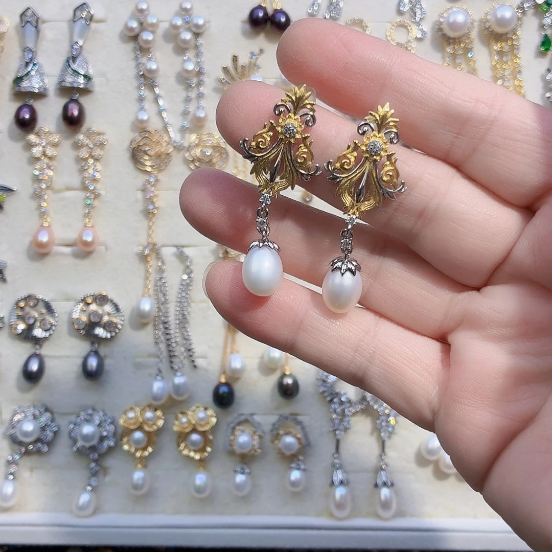 合金淡水珍珠耳饰