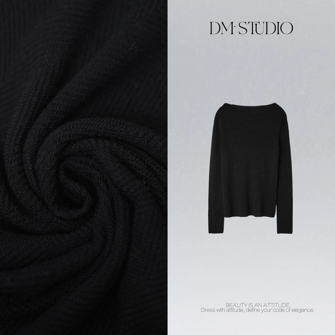 DEDM•STUDIO/气质减龄极简百搭圆领100%羊毛打底上衣2511ZZS/8866