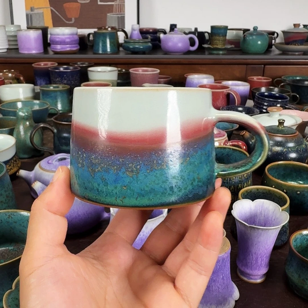 铜绿釉马克杯咖啡杯