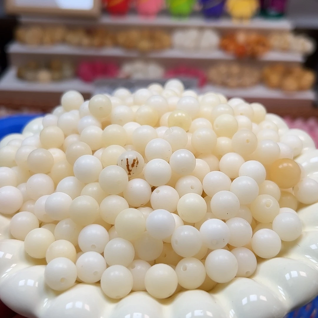 手串菩提根/象牙果微瑕卡10奶白圆200颗