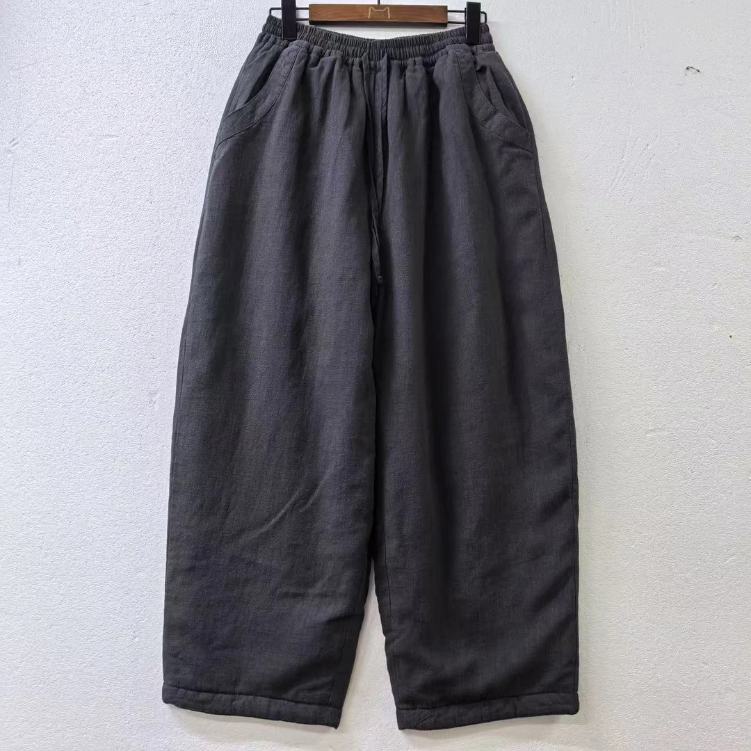 1006汉麻直筒裤加厚桑蚕丝棉裤百搭