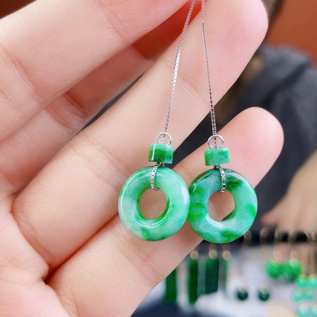 翡翠银S925镶嵌耳饰