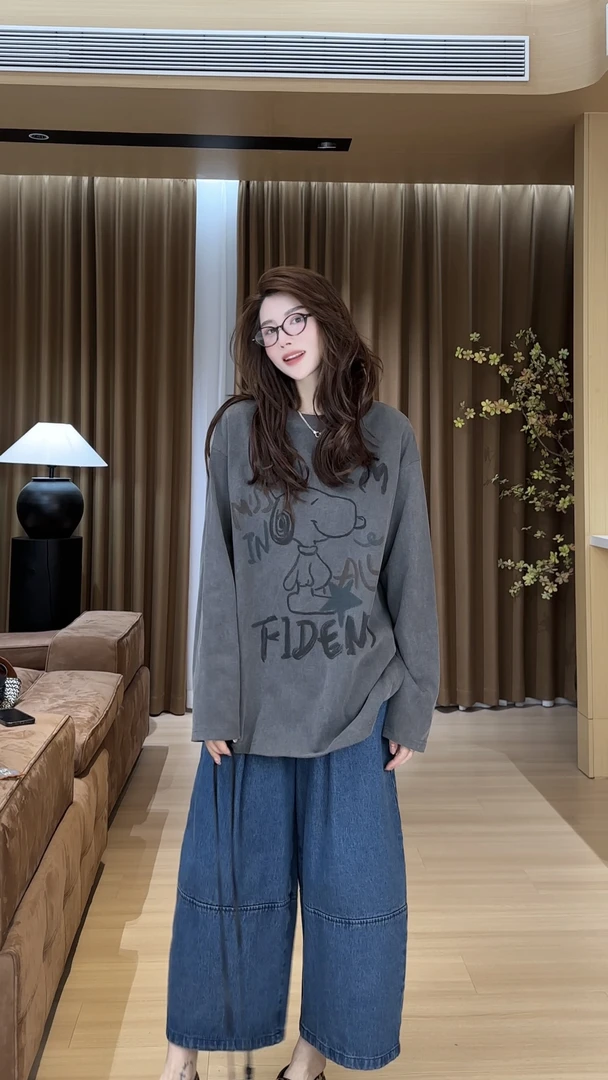 月月不吃鱼2025春款小众设计极简风动漫史努比T恤上衣 2503C793