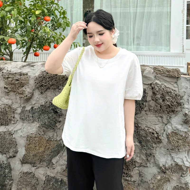 DX7369大码女装【宝藏极简T】夏季宽松遮肚子休闲上衣百搭短袖t恤