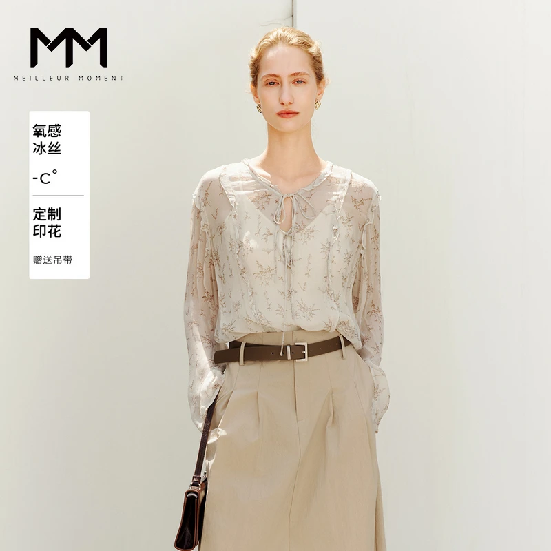 【呼吸感】MM麦檬轻氧碎花空气衫商场同款25夏新款透视衫5G4120