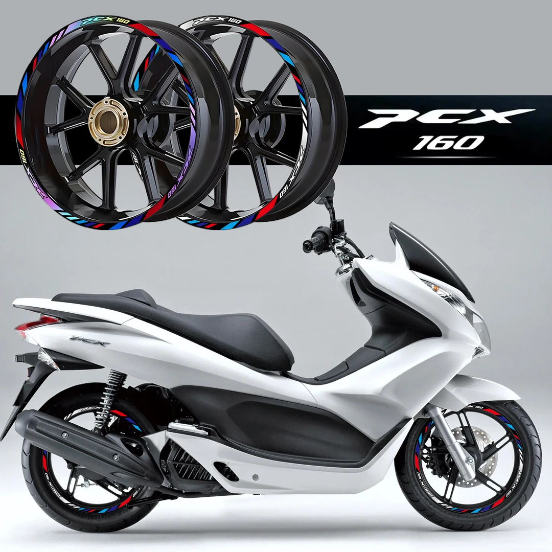 适用本田PCX160专用轮毂贴改装件立体软胶贴拉花反光防水油箱贴纸