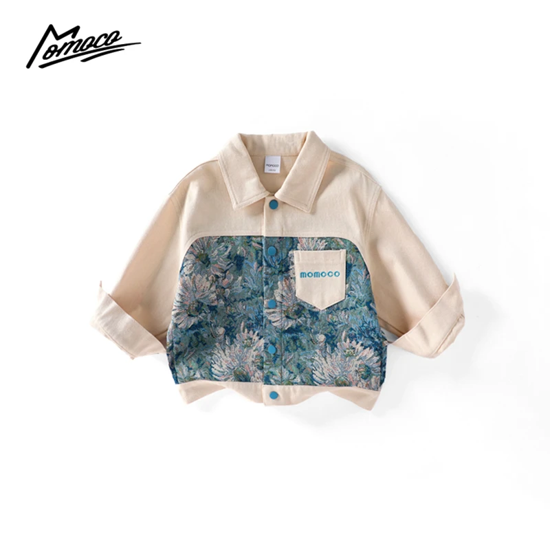 【小珊珊】MOMOCO春秋男童国潮复古洋气刺绣拼接外套75330107015