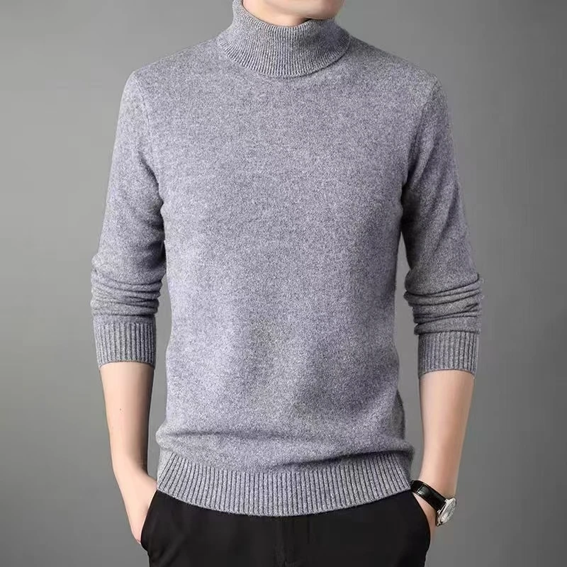 纯羊毛100%加厚款羊毛衫男秋冬季男士高翻领毛衣003高领
