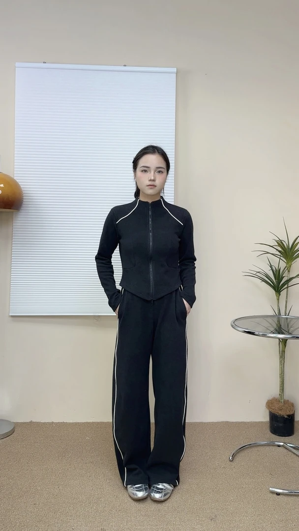 【羊毛小蛮腰】小蛮腰套装莱赛尔修身显瘦百搭舒适立领外套两件套