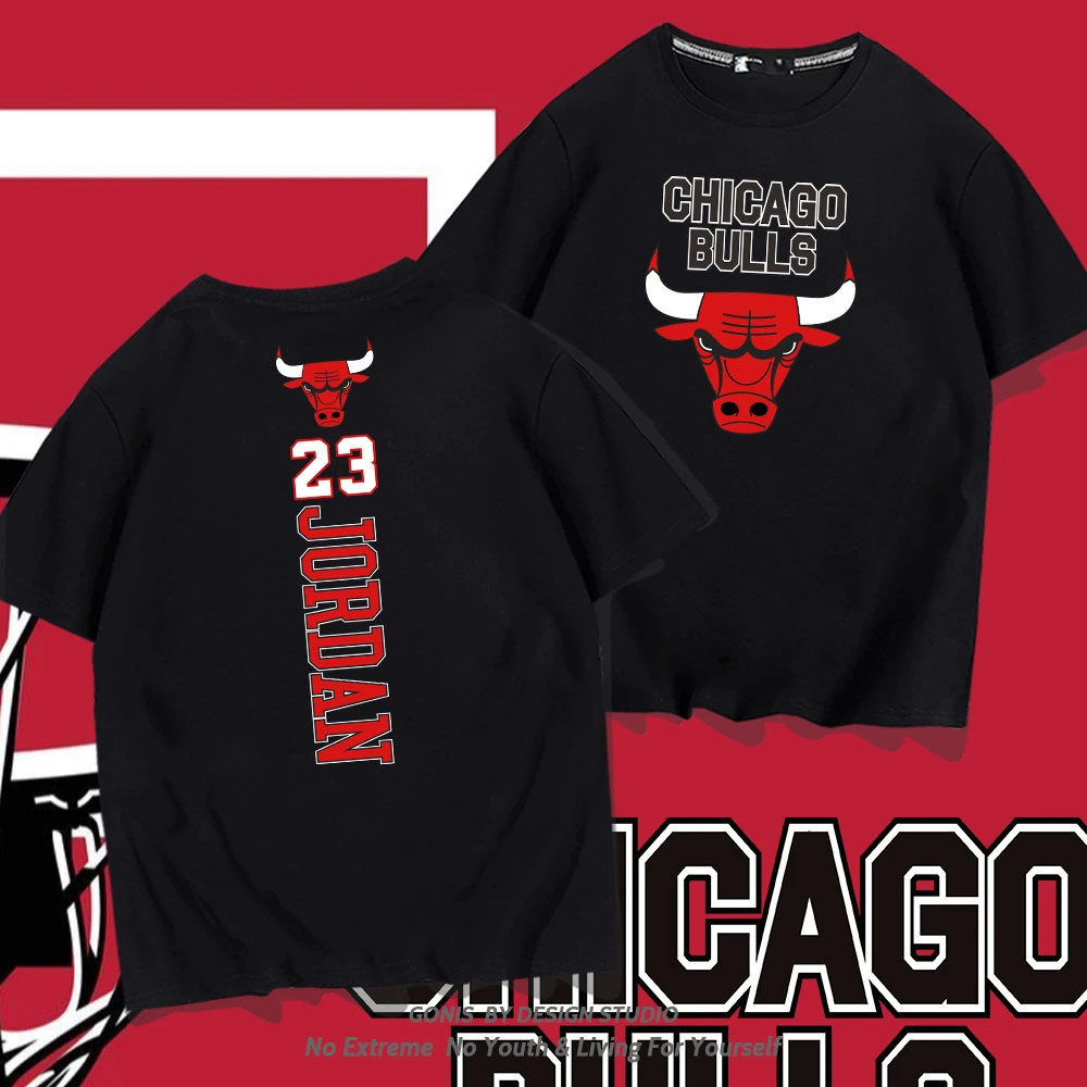 公牛队23号短袖T恤男女潮牌夏青年宽松篮球运动亲子装半袖