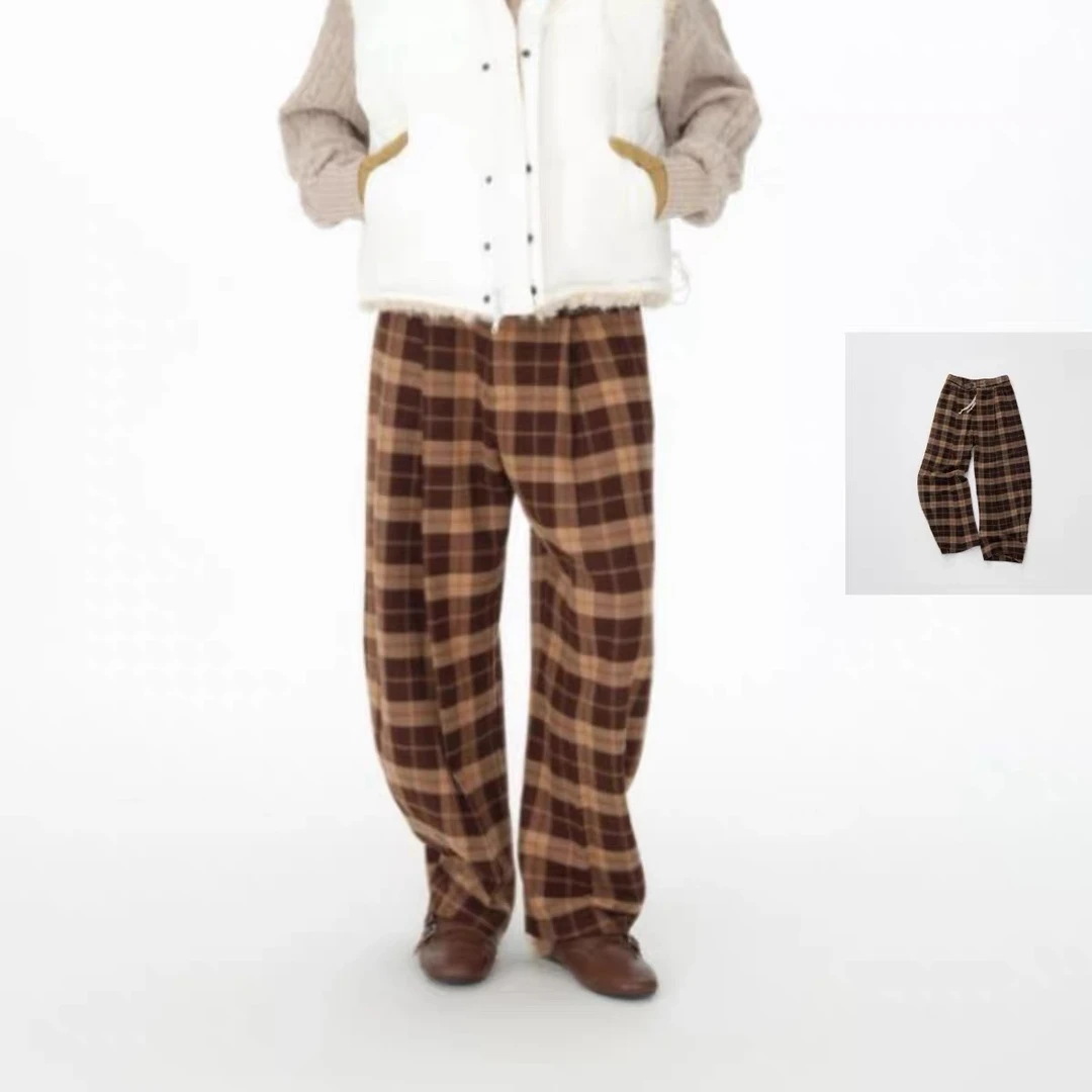 refound ten  25早秋格纹弯刀抽绳裤  ck020