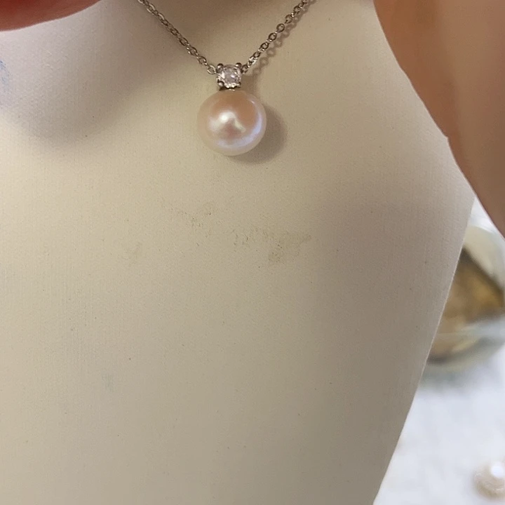 淡水珍珠合金白珠银色戴妃