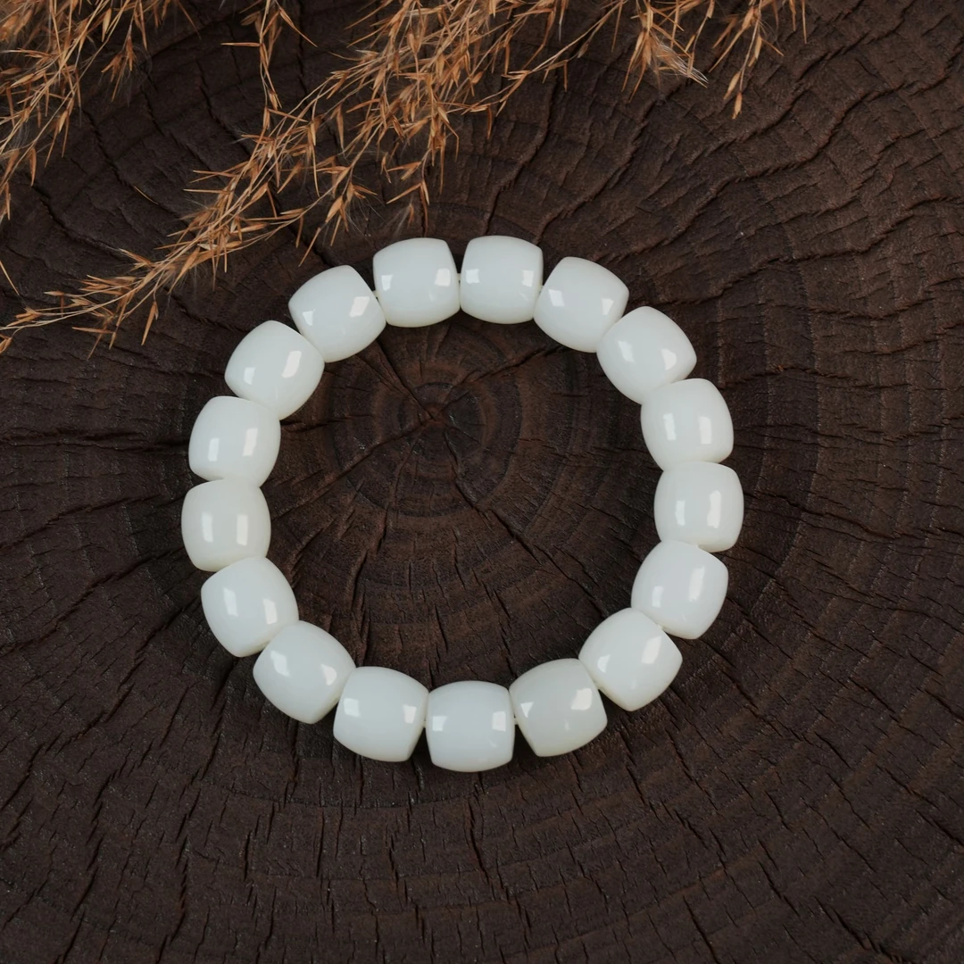 和田玉白玉直切单圈手串 A1076