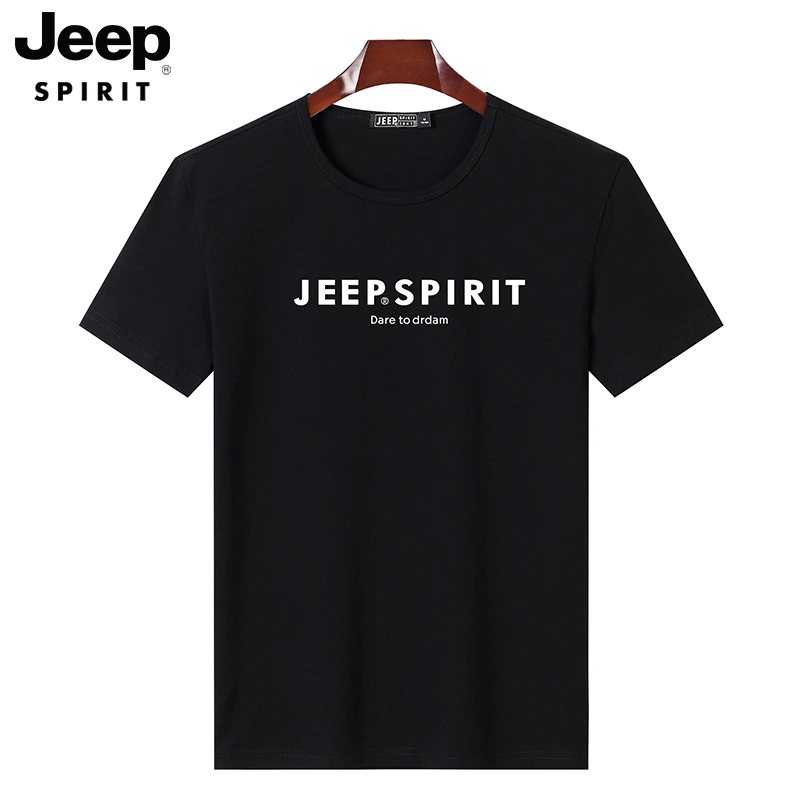 JEEPSPIRIT男士夏季圆领纯棉短袖T恤休闲印花潮流宽松百搭上衣