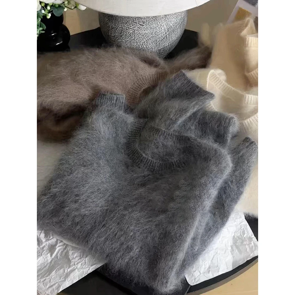 实物太美！不能错过！高级感灰色圆领毛衣女秋冬宽松软糯针织衫上衣