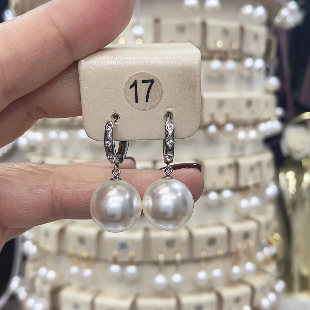 逐***梦淡水珍珠耳饰银S925镶嵌
