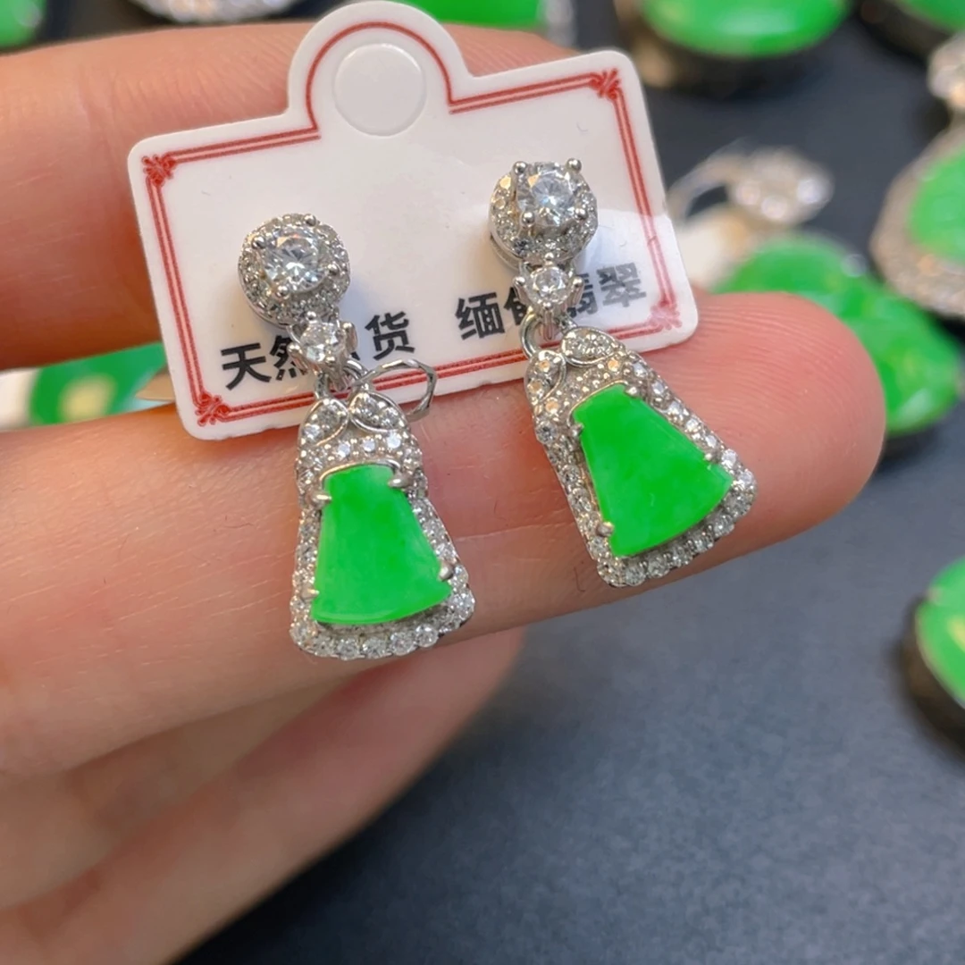 翡翠银S925镶嵌吊坠(不含链)耳坠
