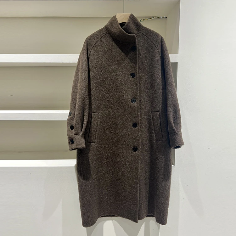 晶哥鱼鱼秋冬复古设计小众单排扣毛呢外套 98197