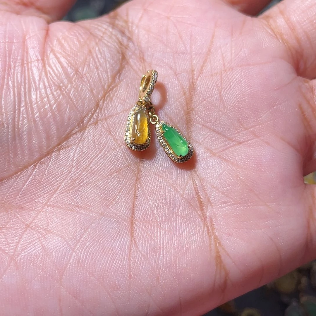 吊坠(不含链)18K金镶嵌翡翠